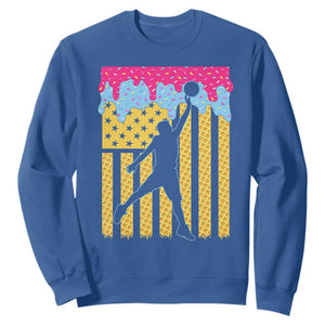 Basketball Ice Cream Drip American Flag Youth Players Sweatshirt TS11 Royal Blue Print Your Wear