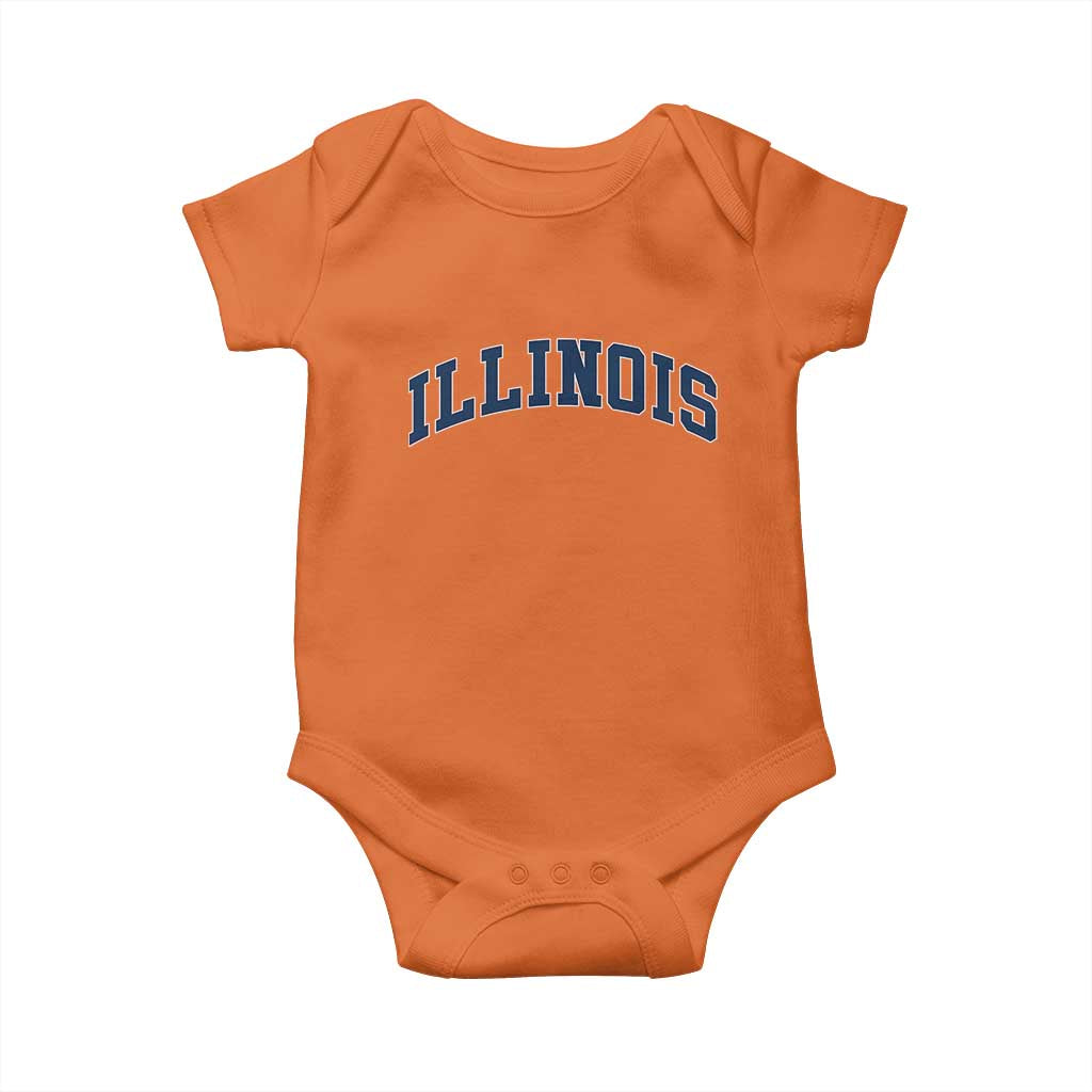 Illinois Sports Fan Vintage Bold Throwback IL State Baby Onesie TS11 Orange Print Your Wear