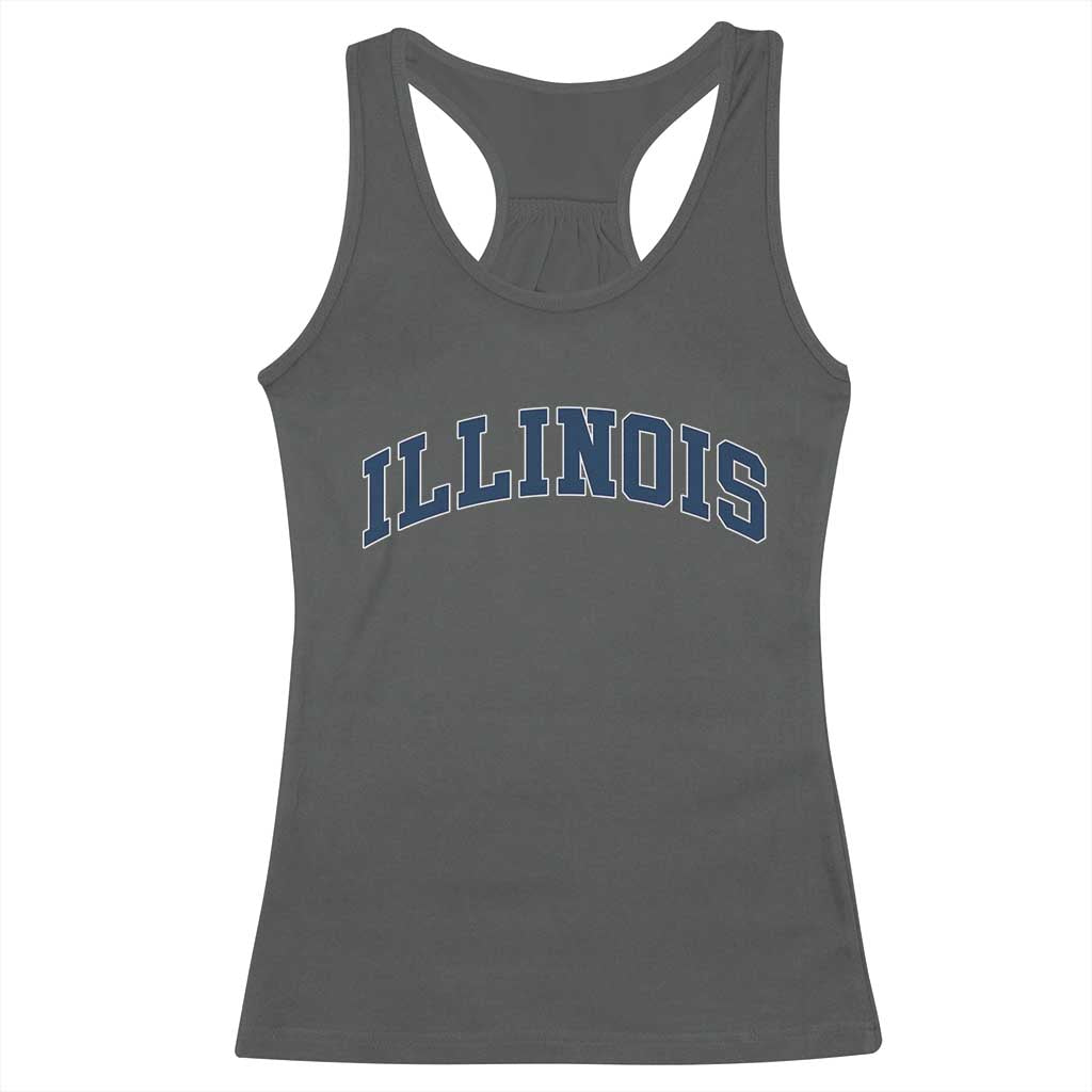 Illinois Sports Fan Vintage Bold Throwback IL State Racerback Tank Top TS11 Dark Heather Print Your Wear