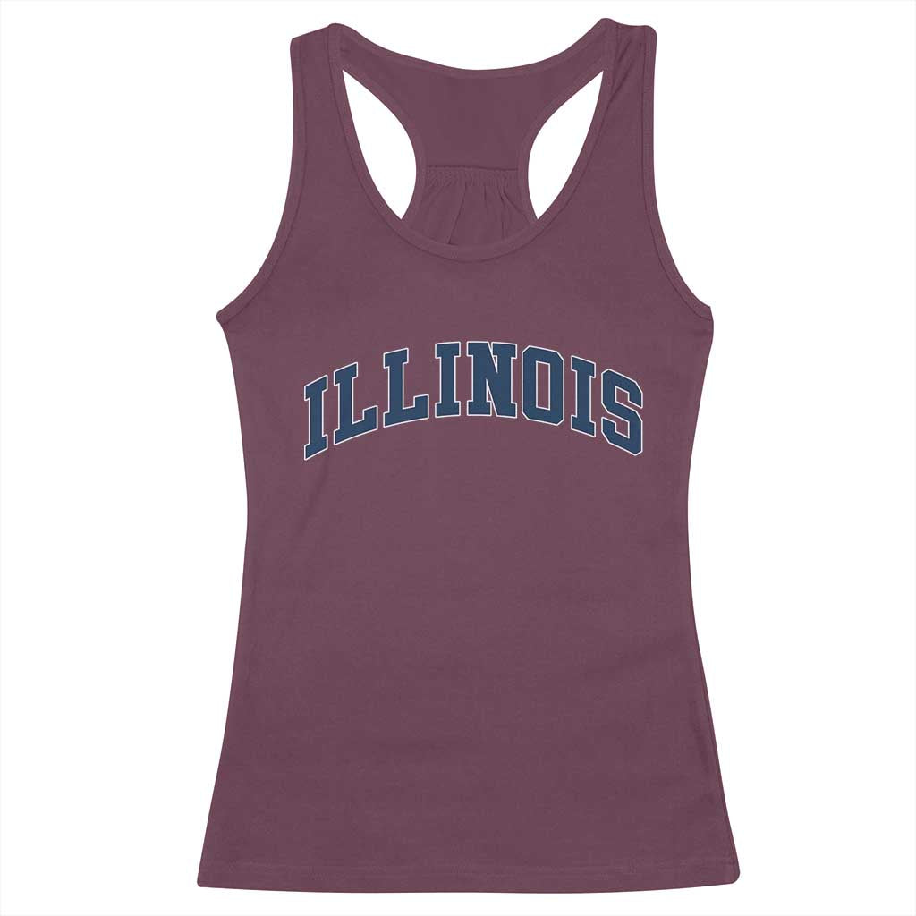 Illinois Sports Fan Vintage Bold Throwback IL State Racerback Tank Top TS11 Maroon Print Your Wear
