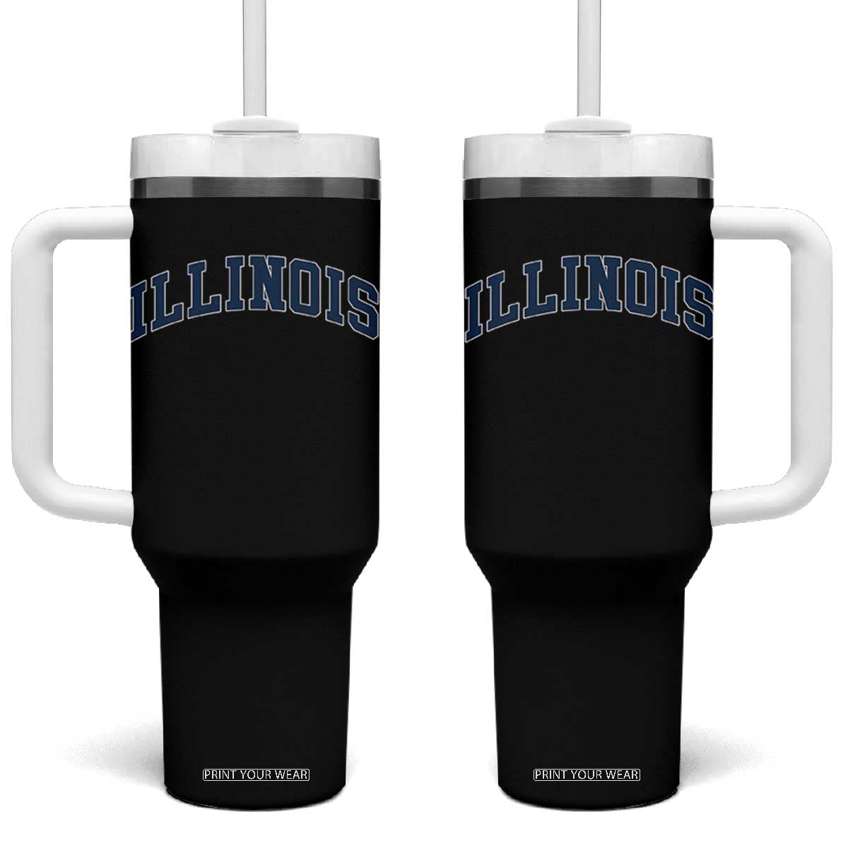 Illinois Sports Fan Vintage Bold Throwback IL State Tumbler With Handle TS11 One Size: 40 oz Black Print Your Wear