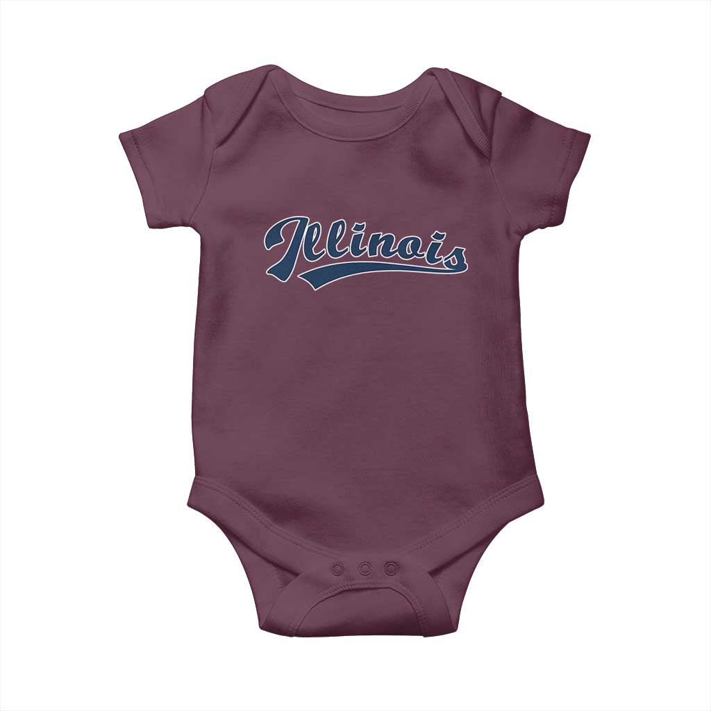 Illinois Varsity Script Classic Sports Jersey Style Baby Onesie TS11 Maroon Print Your Wear