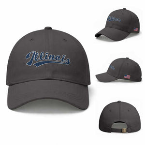Illinois Varsity Script Classic Sports Jersey Style Baseball Cap TS11 Baseball Cap Universal Fit Dark Gray Print Your Wear