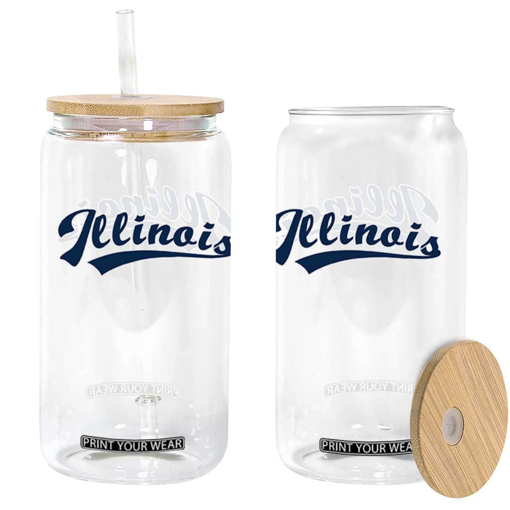 Illinois Varsity Script Classic Sports Jersey Style Glass Can TS11 Print Your Wear