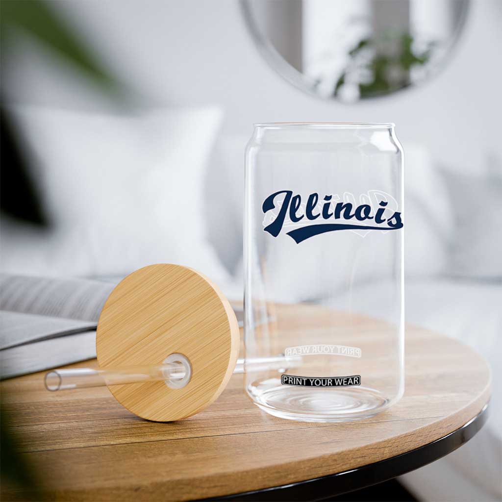 Illinois Varsity Script Classic Sports Jersey Style Glass Can TS11 Print Your Wear