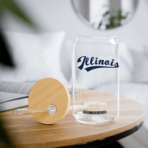 Illinois Varsity Script Classic Sports Jersey Style Glass Can TS11 Print Your Wear