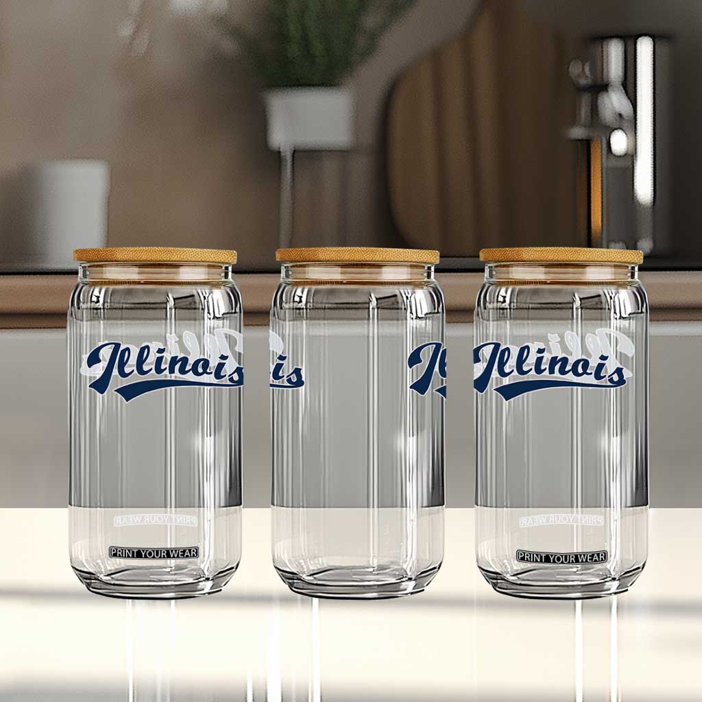 Illinois Varsity Script Classic Sports Jersey Style Glass Can TS11 Print Your Wear