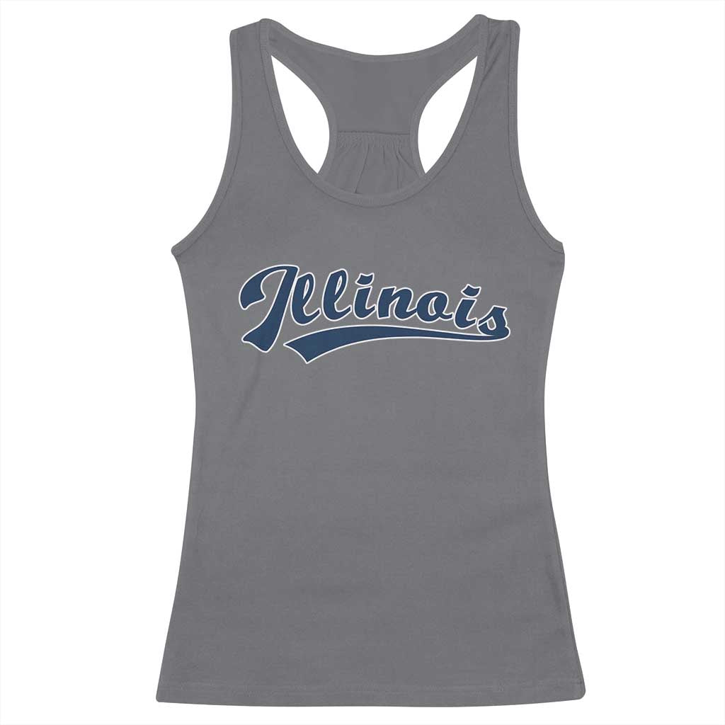 Illinois Varsity Script Classic Sports Jersey Style Racerback Tank Top TS11 Charcoal Print Your Wear