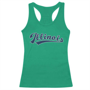 Illinois Varsity Script Classic Sports Jersey Style Racerback Tank Top TS11 Irish Green Print Your Wear