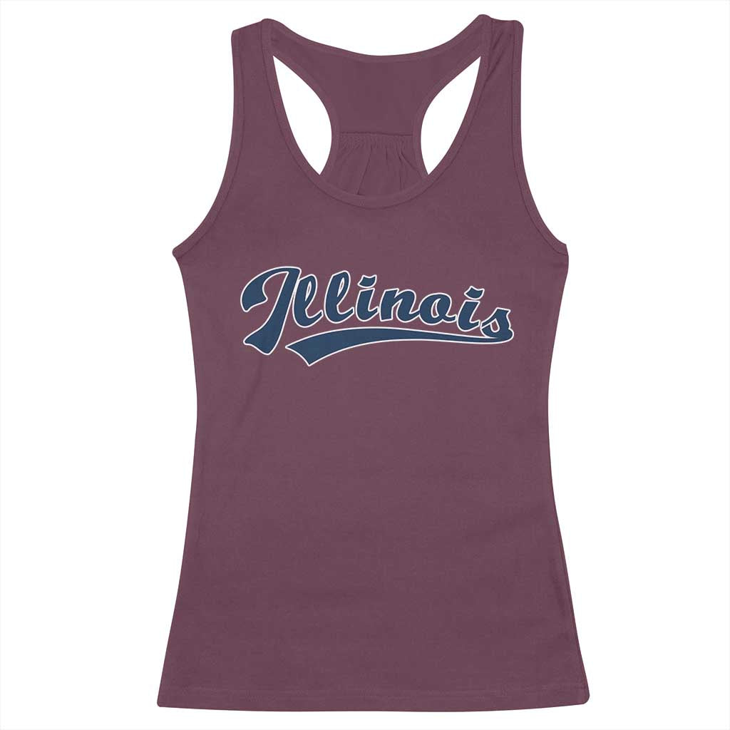 Illinois Varsity Script Classic Sports Jersey Style Racerback Tank Top TS11 Maroon Print Your Wear