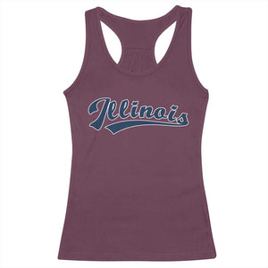 Illinois Varsity Script Classic Sports Jersey Style Racerback Tank Top TS11 Maroon Print Your Wear