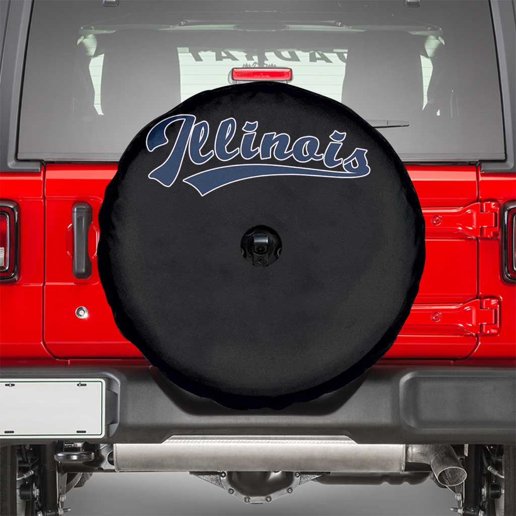 Illinois Varsity Script Classic Sports Jersey Style Spare Tire Cover TS11 Black Print Your Wear
