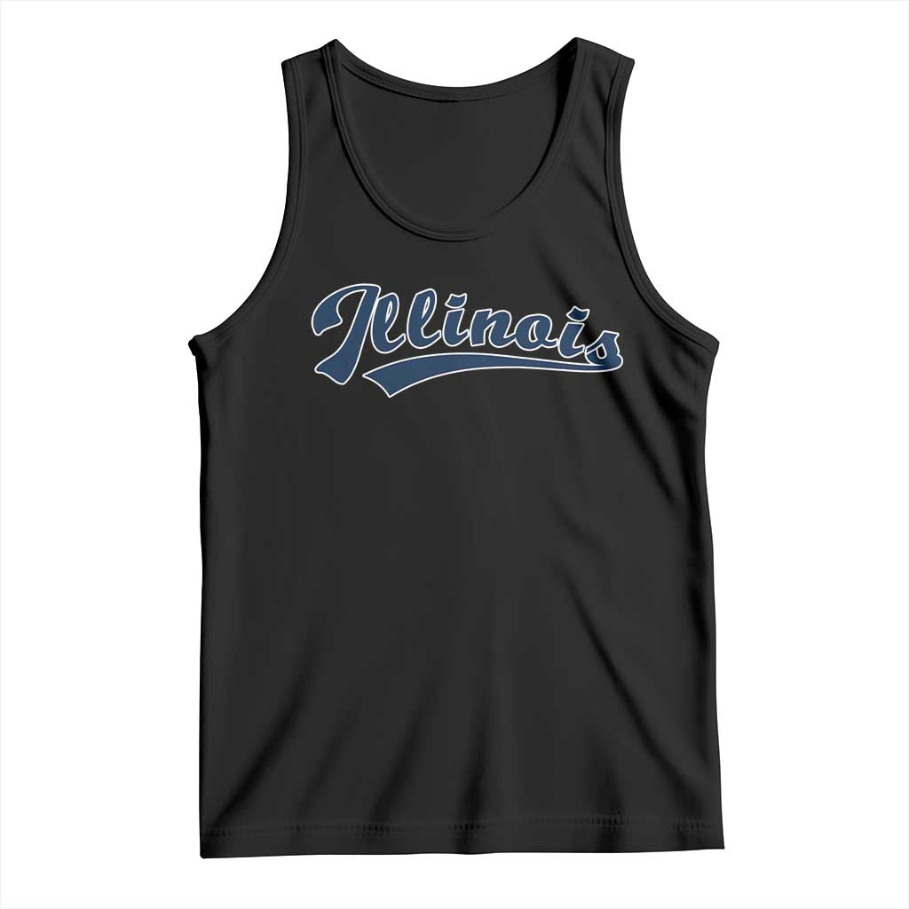 Illinois Varsity Script Classic Sports Jersey Style Tank Top TS11 Black Print Your Wear