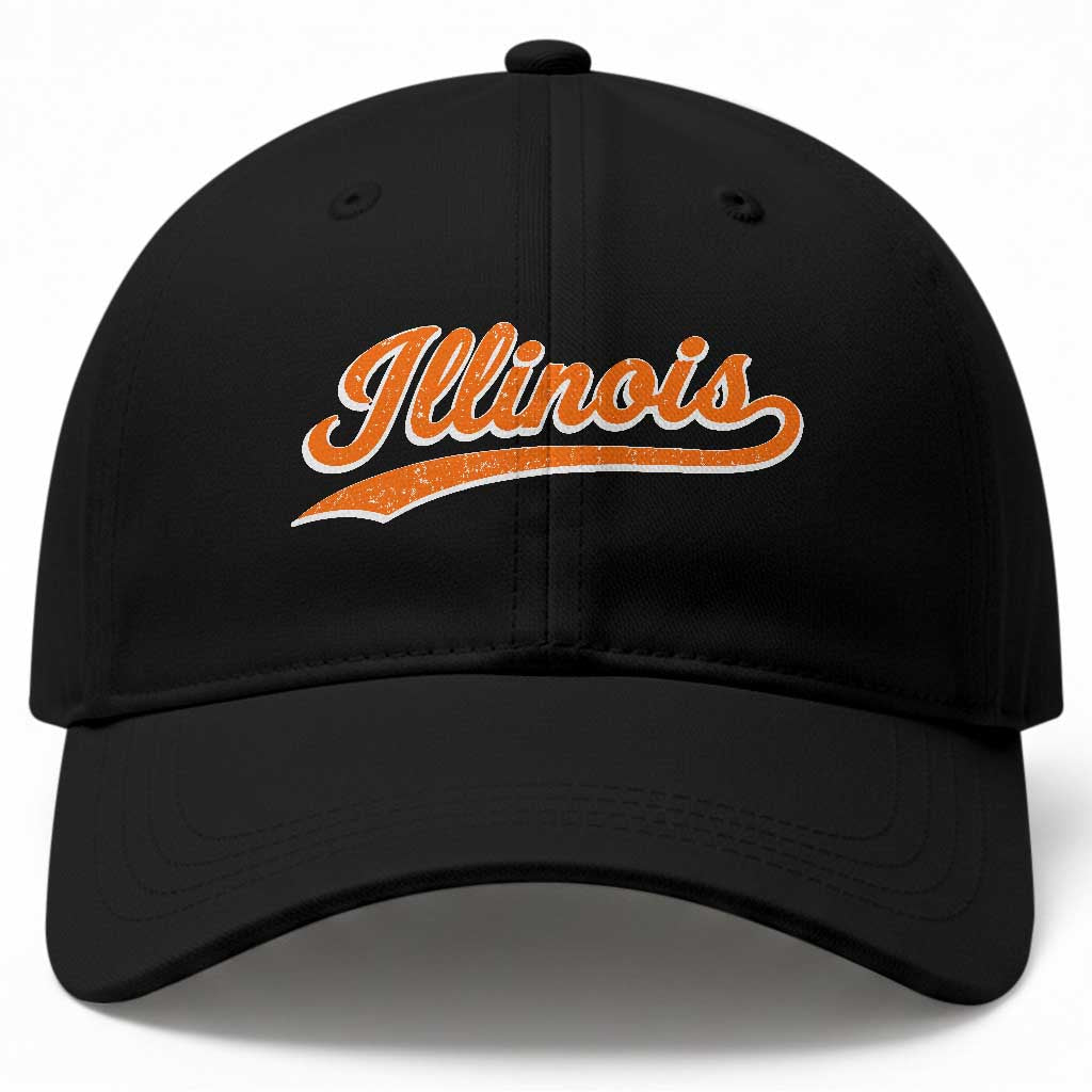 Illinois Vintage Varsity Script Classic Sports Jersey Style Baseball Cap