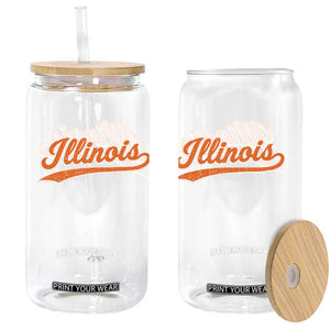 Illinois Vintage Varsity Script Classic Sports Jersey Style Glass Can