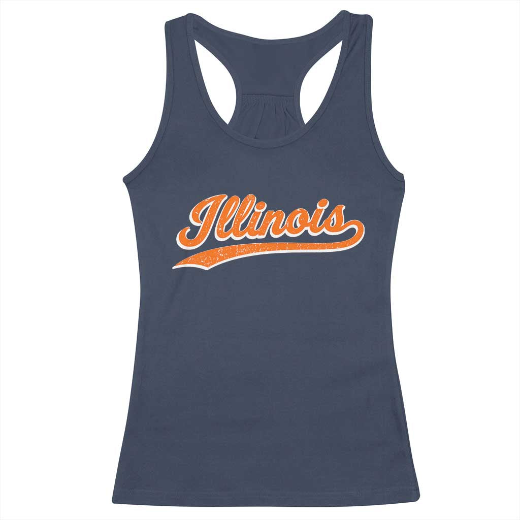 Illinois Vintage Varsity Script Classic Sports Jersey Style Racerback Tank Top