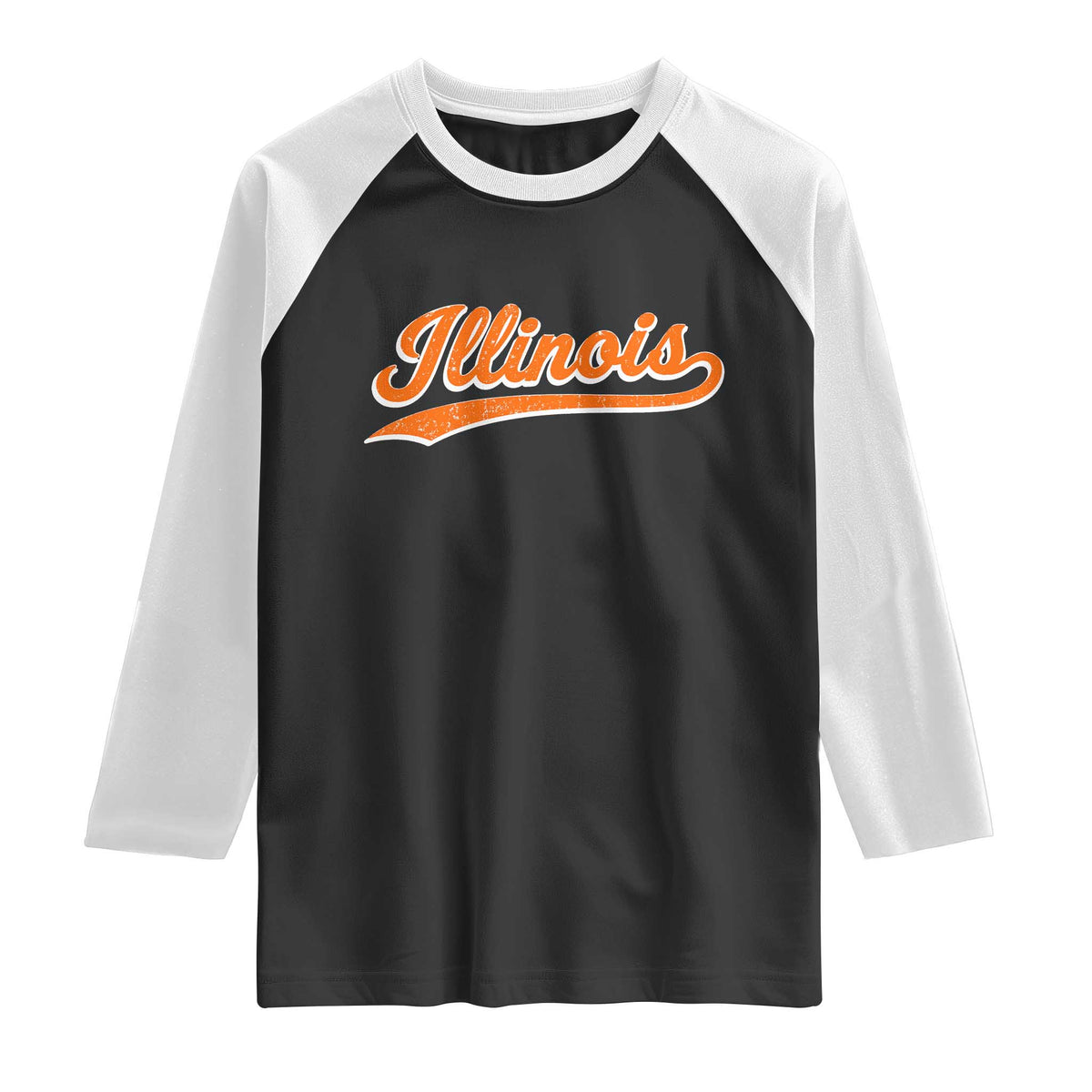 Illinois Vintage Varsity Script Classic Sports Jersey Style Raglan Shirt