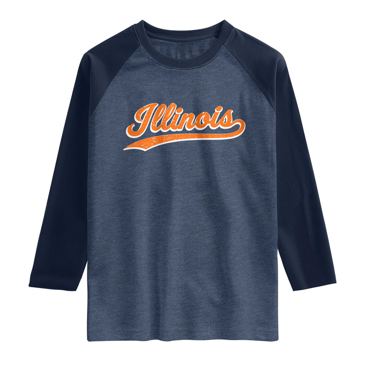 Illinois Vintage Varsity Script Classic Sports Jersey Style Raglan Shirt