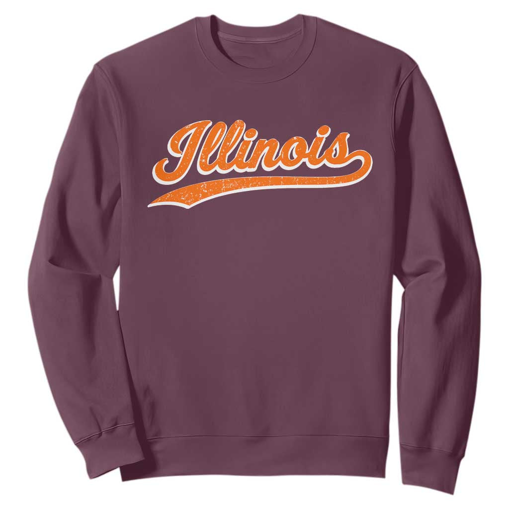 Illinois Vintage Varsity Script Classic Sports Jersey Style Sweatshirt
