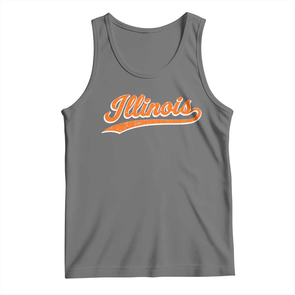 Illinois Vintage Varsity Script Classic Sports Jersey Style Tank Top
