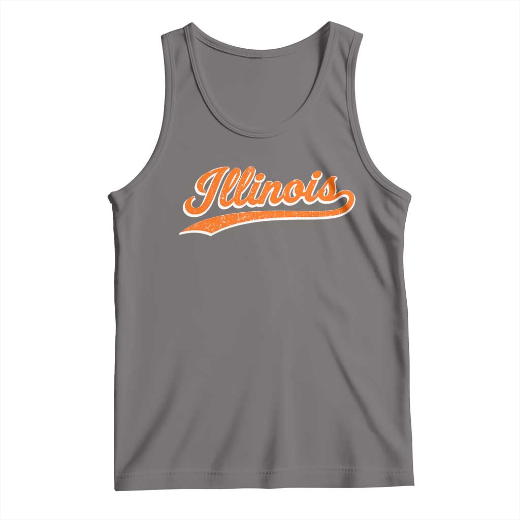 Illinois Vintage Varsity Script Classic Sports Jersey Style Tank Top