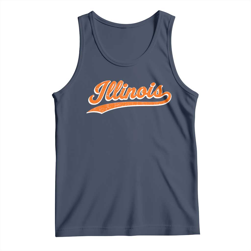 Illinois Vintage Varsity Script Classic Sports Jersey Style Tank Top