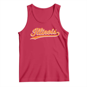 Illinois Vintage Varsity Script Classic Sports Jersey Style Tank Top