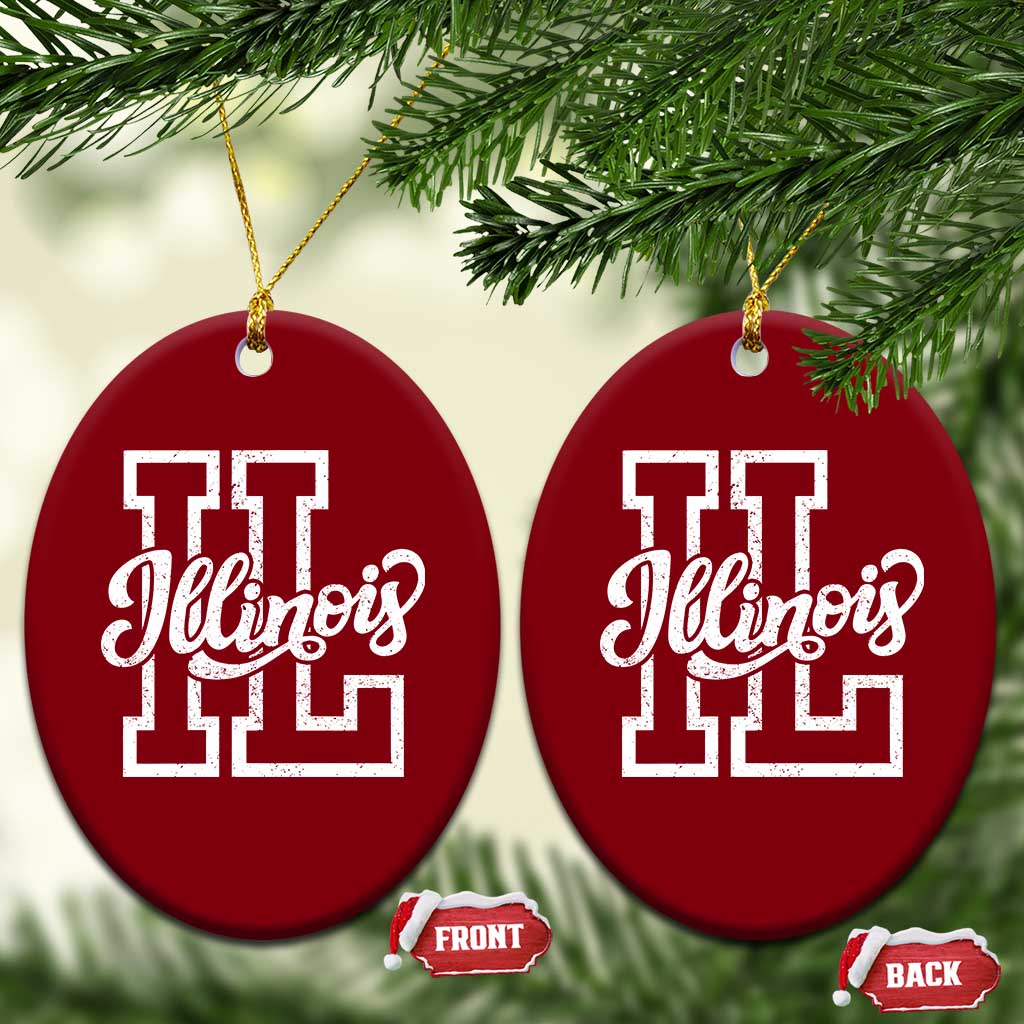 Illinois Sports Fan Ceramic Ornament Varsity Aesthetic IL State Pride TS11 Print Your Wear