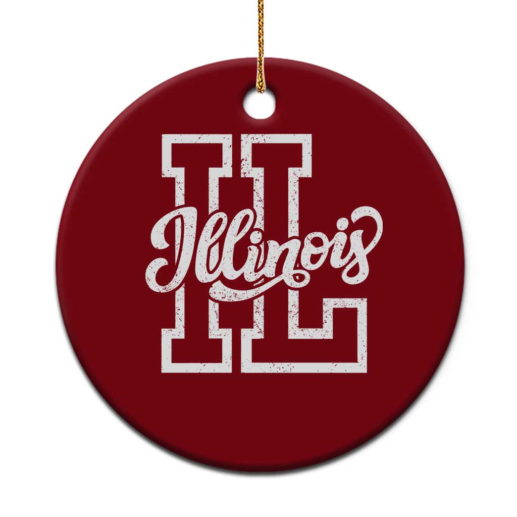 Illinois Sports Fan Ceramic Ornament Varsity Aesthetic IL State Pride TS11 1pc Red Print Your Wear