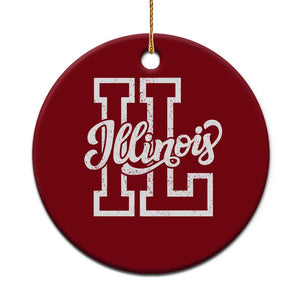 Illinois Sports Fan Ceramic Ornament Varsity Aesthetic IL State Pride TS11 1pc Red Print Your Wear