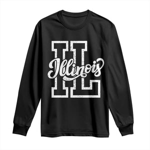 Illinois Sports Fan Long Sleeve Shirt Varsity Aesthetic IL State Pride TS11 Black Print Your Wear