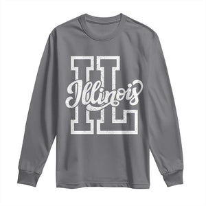 Illinois Sports Fan Long Sleeve Shirt Varsity Aesthetic IL State Pride TS11 Charcoal Print Your Wear