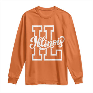 Illinois Sports Fan Long Sleeve Shirt Varsity Aesthetic IL State Pride TS11 Orange Print Your Wear