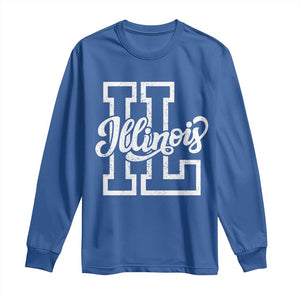 Illinois Sports Fan Long Sleeve Shirt Varsity Aesthetic IL State Pride TS11 Royal Blue Print Your Wear