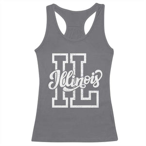Illinois Sports Fan Racerback Tank Top Varsity Aesthetic IL State Pride TS11 Charcoal Print Your Wear