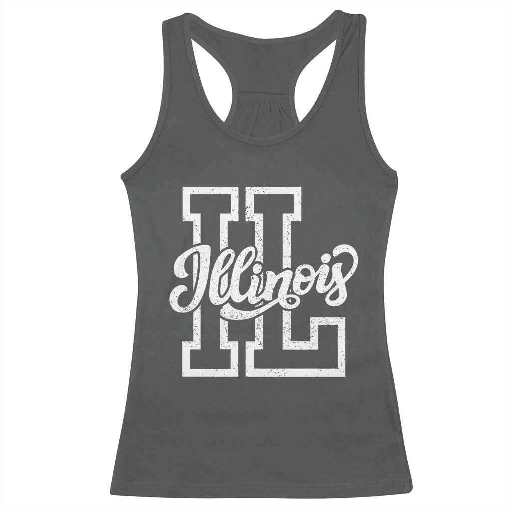 Illinois Sports Fan Racerback Tank Top Varsity Aesthetic IL State Pride TS11 Dark Heather Print Your Wear