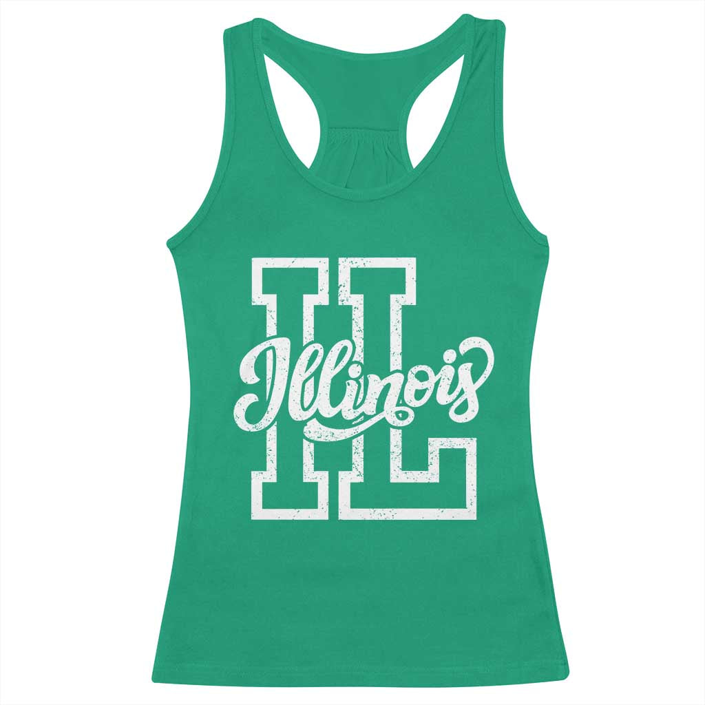 Illinois Sports Fan Racerback Tank Top Varsity Aesthetic IL State Pride TS11 Irish Green Print Your Wear