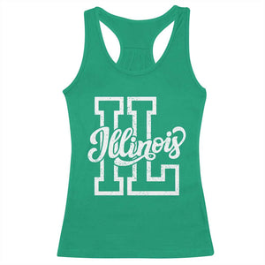 Illinois Sports Fan Racerback Tank Top Varsity Aesthetic IL State Pride TS11 Irish Green Print Your Wear