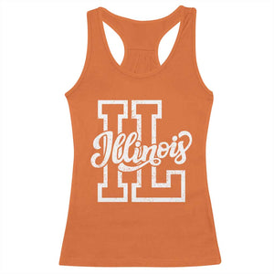 Illinois Sports Fan Racerback Tank Top Varsity Aesthetic IL State Pride TS11 Orange Print Your Wear