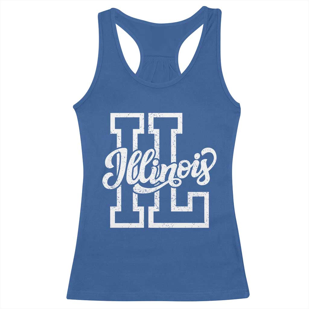 Illinois Sports Fan Racerback Tank Top Varsity Aesthetic IL State Pride TS11 Royal Blue Print Your Wear