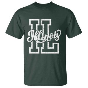 Illinois Sports Fan T Shirt Varsity Aesthetic IL State Pride TS11 Dark Forest Green Print Your Wear