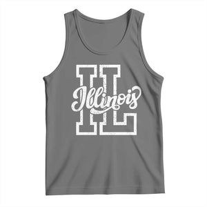Illinois Sports Fan Tank Top Varsity Aesthetic IL State Pride TS11 Black Heather Print Your Wear