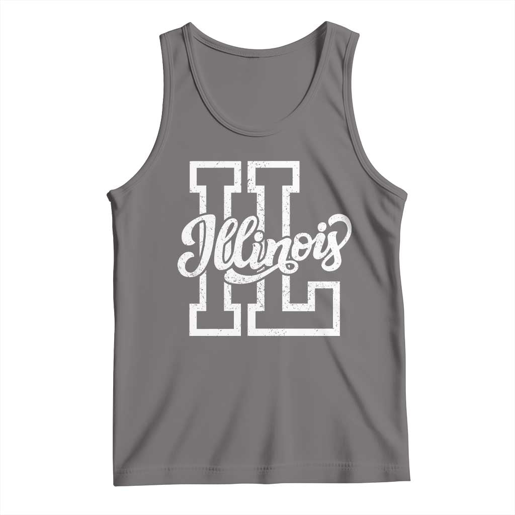 Illinois Sports Fan Tank Top Varsity Aesthetic IL State Pride TS11 Deep Heather Print Your Wear