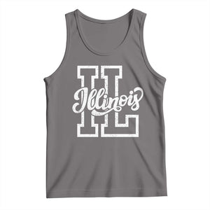 Illinois Sports Fan Tank Top Varsity Aesthetic IL State Pride TS11 Deep Heather Print Your Wear