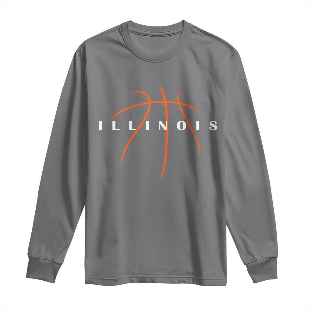 Illinois Fan Basketball Grooves Graphic IL State Long Sleeve Shirt TS11 Charcoal Print Your Wear