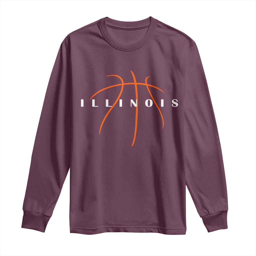 Illinois Fan Basketball Grooves Graphic IL State Long Sleeve Shirt TS11 Maroon Print Your Wear