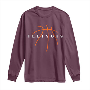 Illinois Fan Basketball Grooves Graphic IL State Long Sleeve Shirt TS11 Maroon Print Your Wear