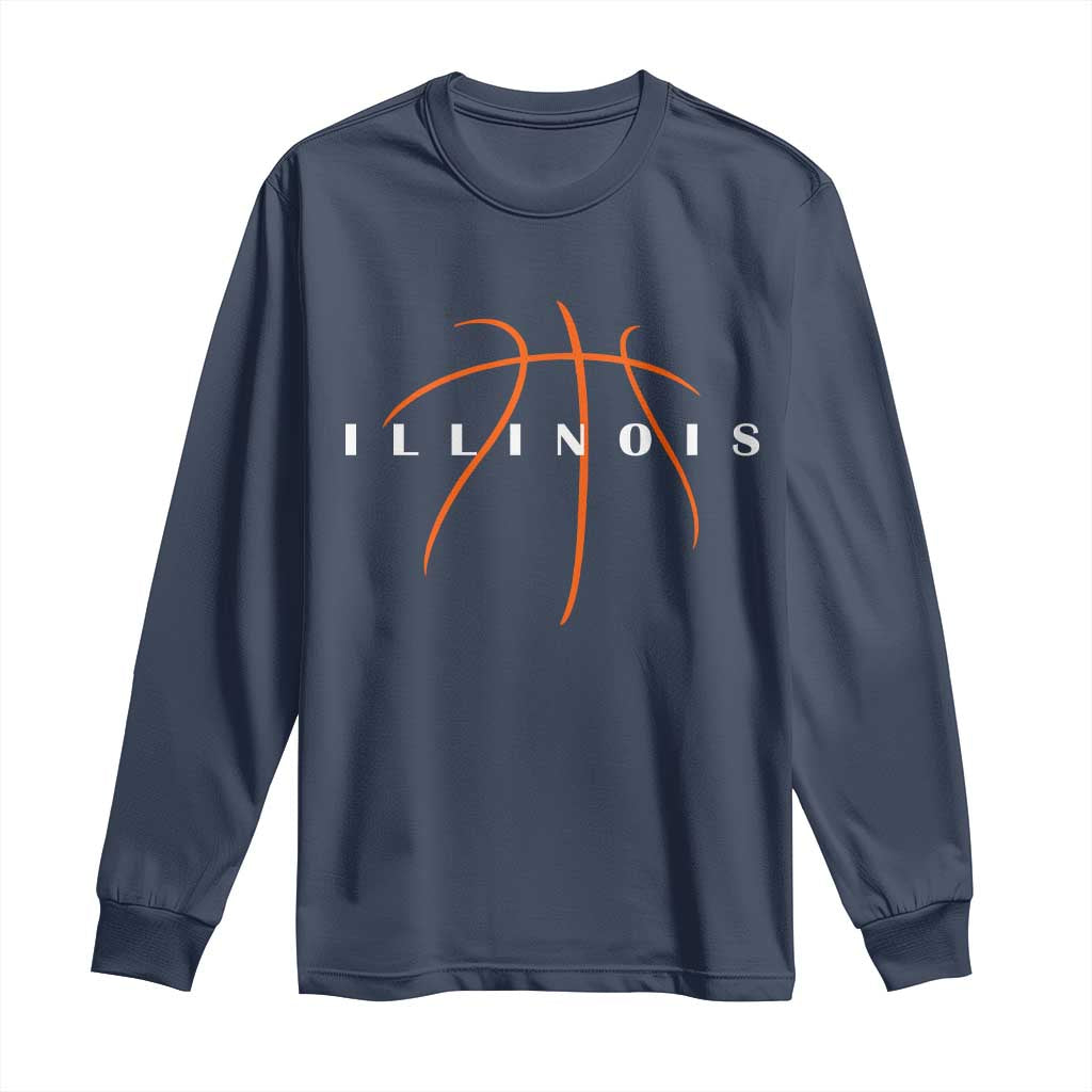 Illinois Fan Basketball Grooves Graphic IL State Long Sleeve Shirt TS11 Navy Print Your Wear