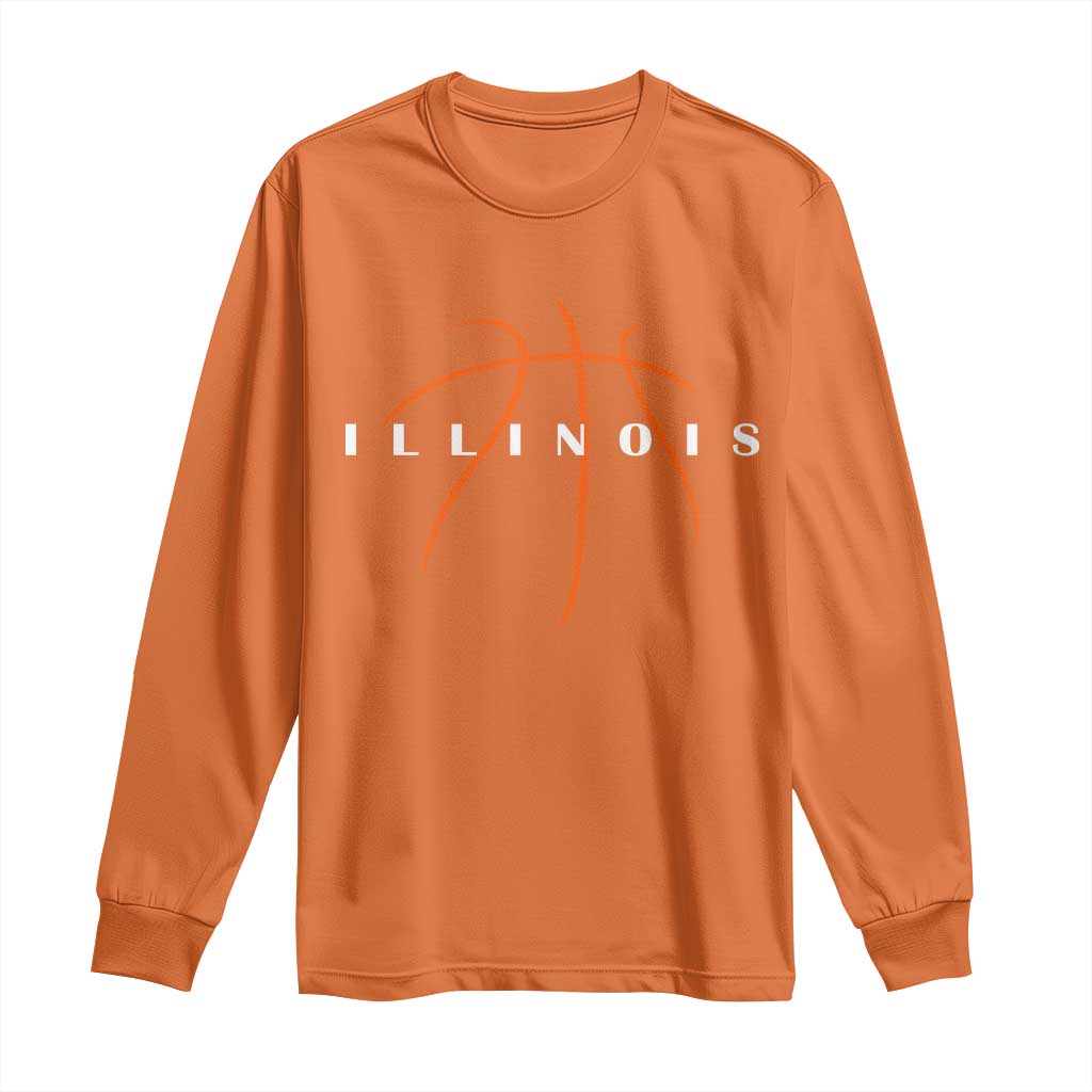 Illinois Fan Basketball Grooves Graphic IL State Long Sleeve Shirt TS11 Orange Print Your Wear