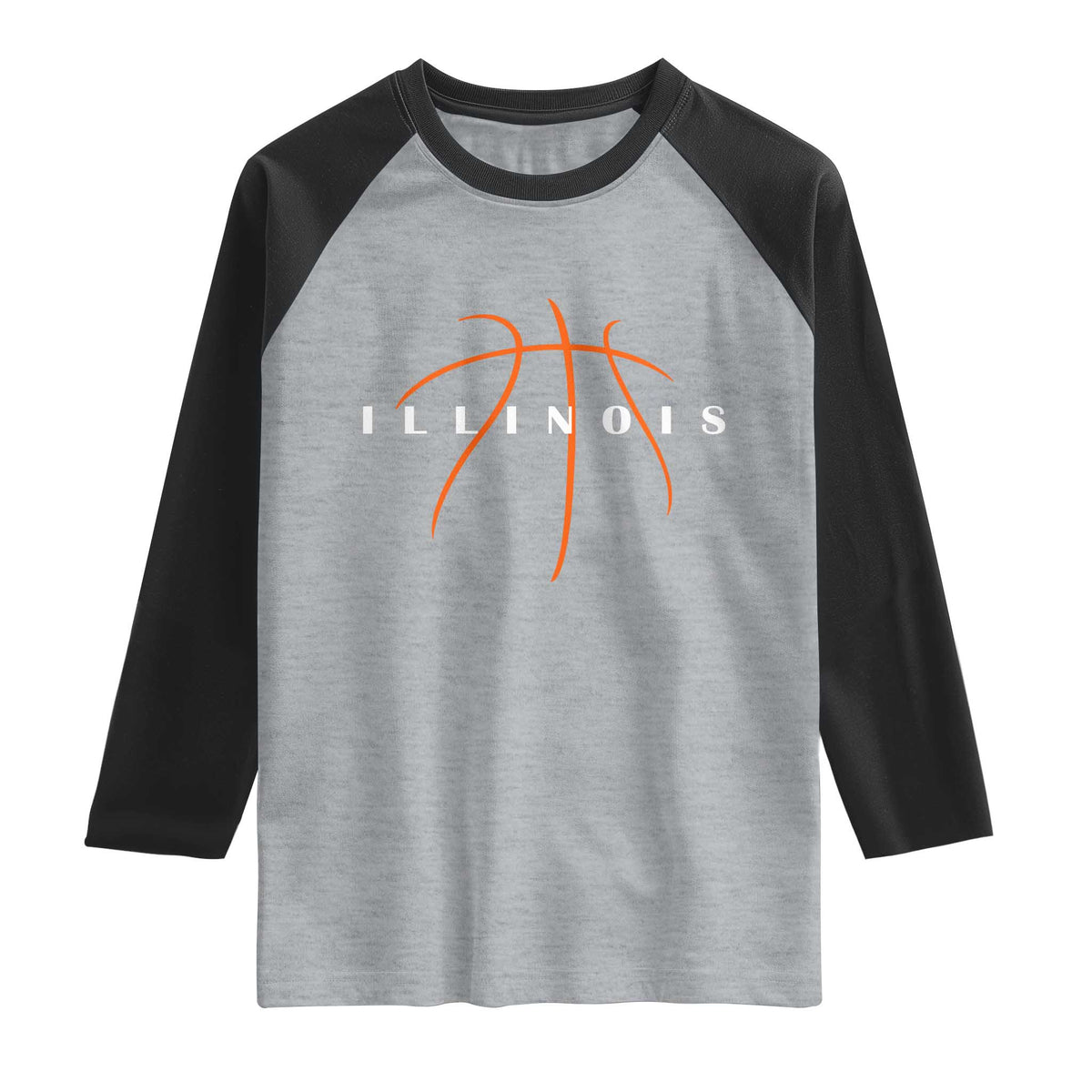 Illinois Fan Basketball Grooves Graphic IL State Raglan Shirt TS11 Heather Gray Black Print Your Wear